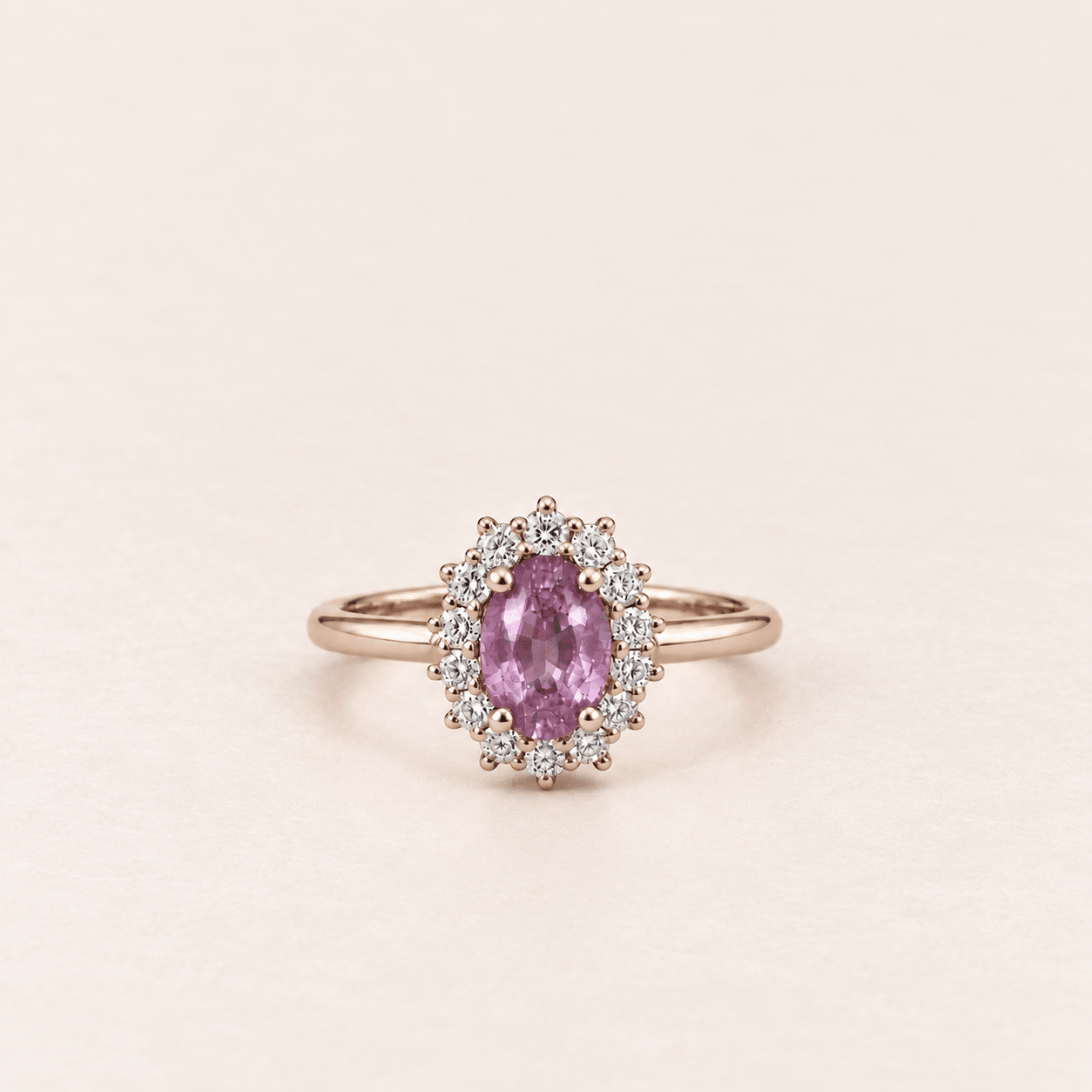 Bague saphir rose et diamants – Marguerite