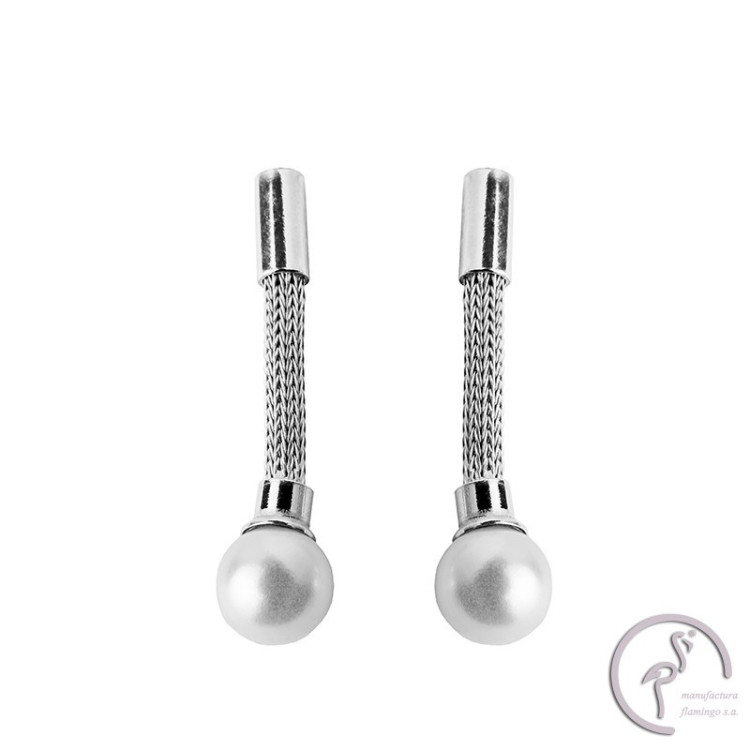 Silver drop earrings with white pearl