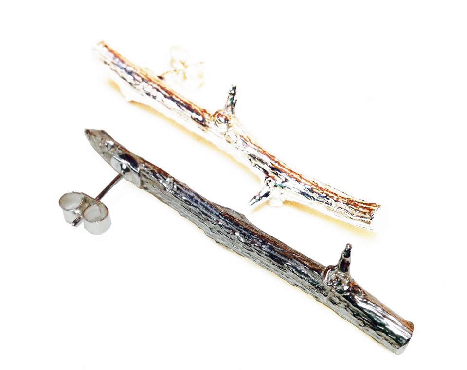 Silver Twig Earrings