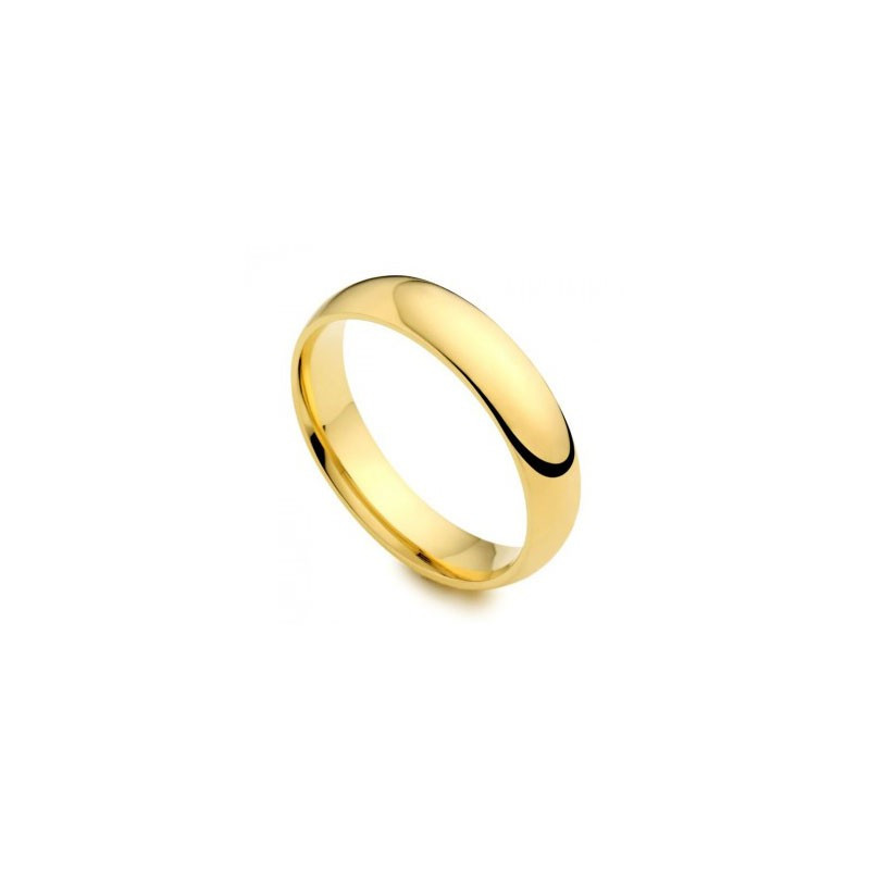 Gold wedding band with domed profile