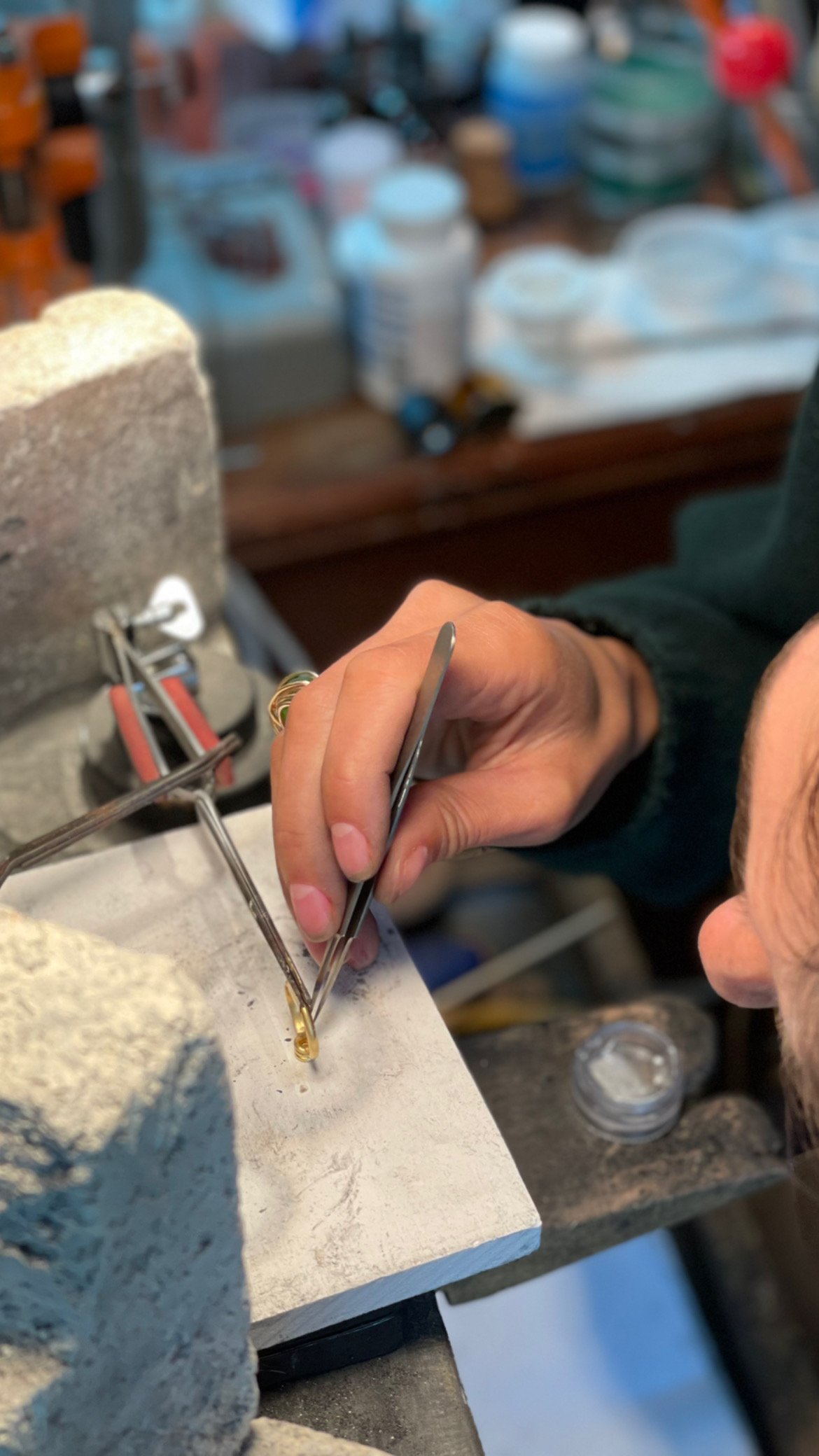 Handmade gold ring in the making