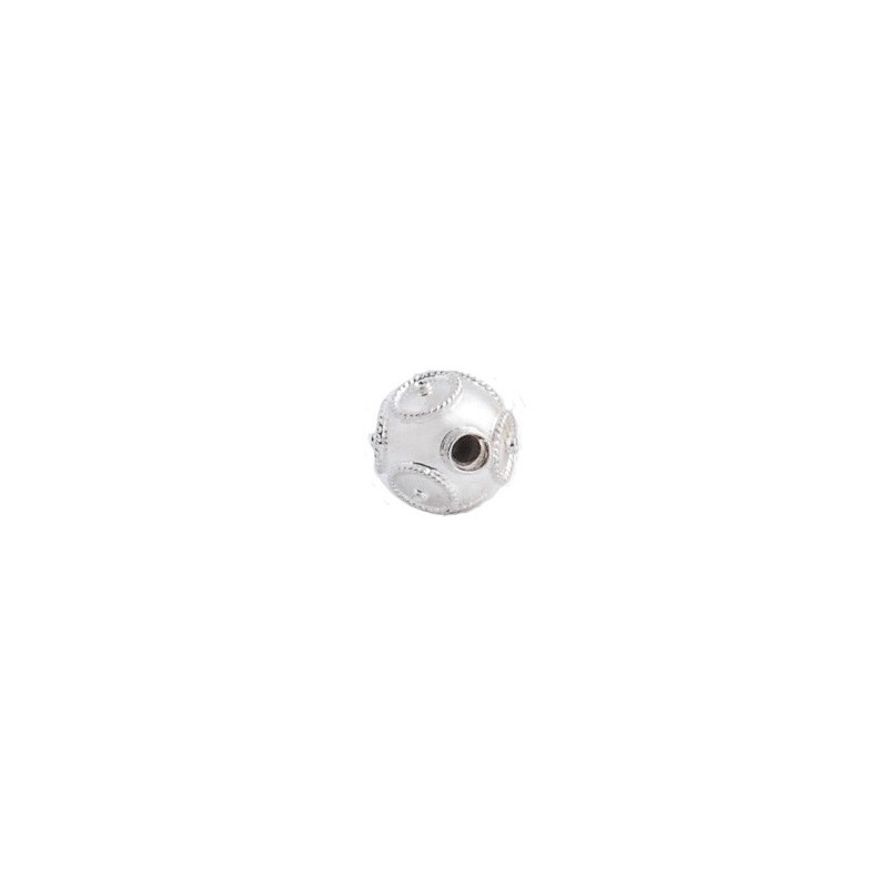 Silver decorative bead with filigree work