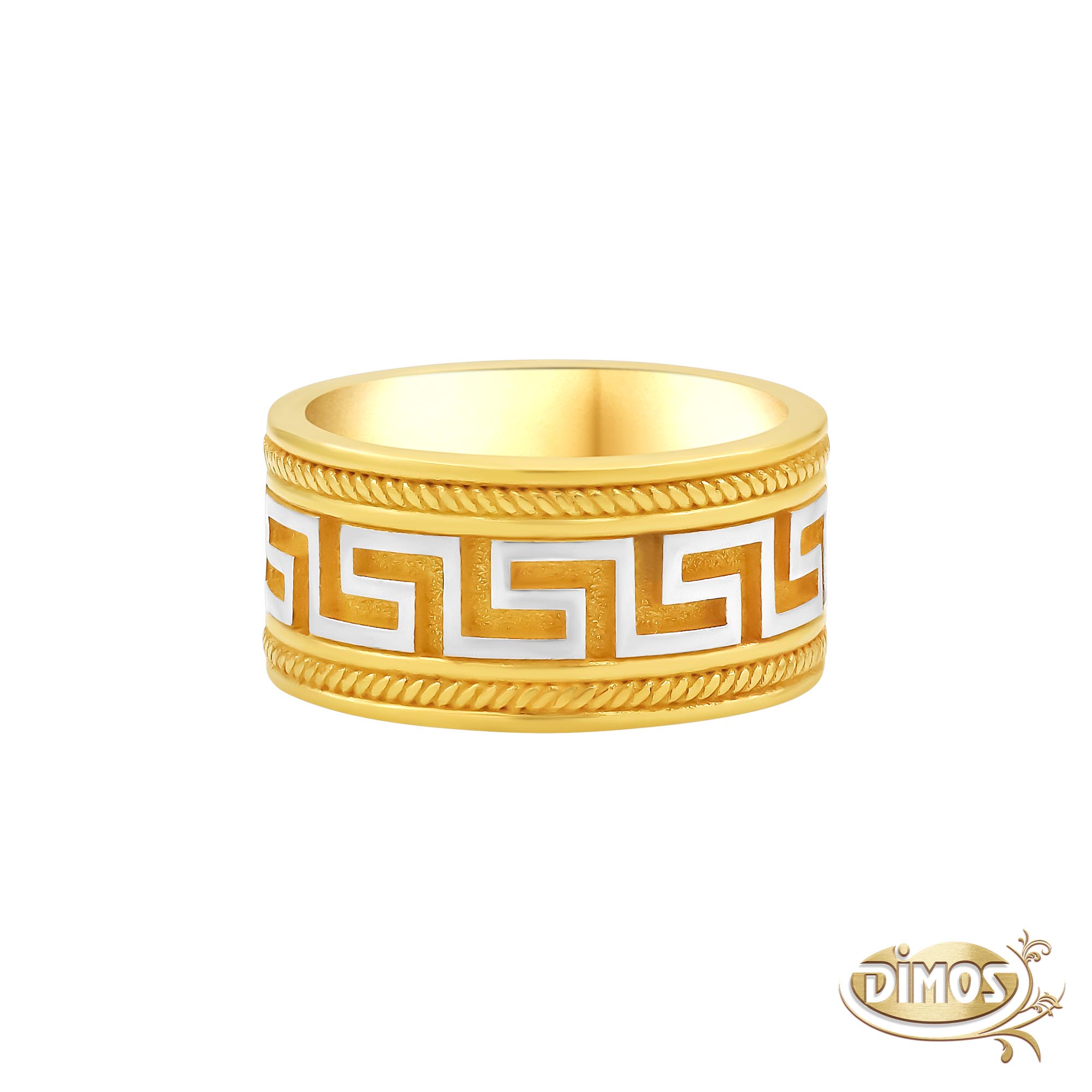18k Two Tone Gold Unisex Meander Band
