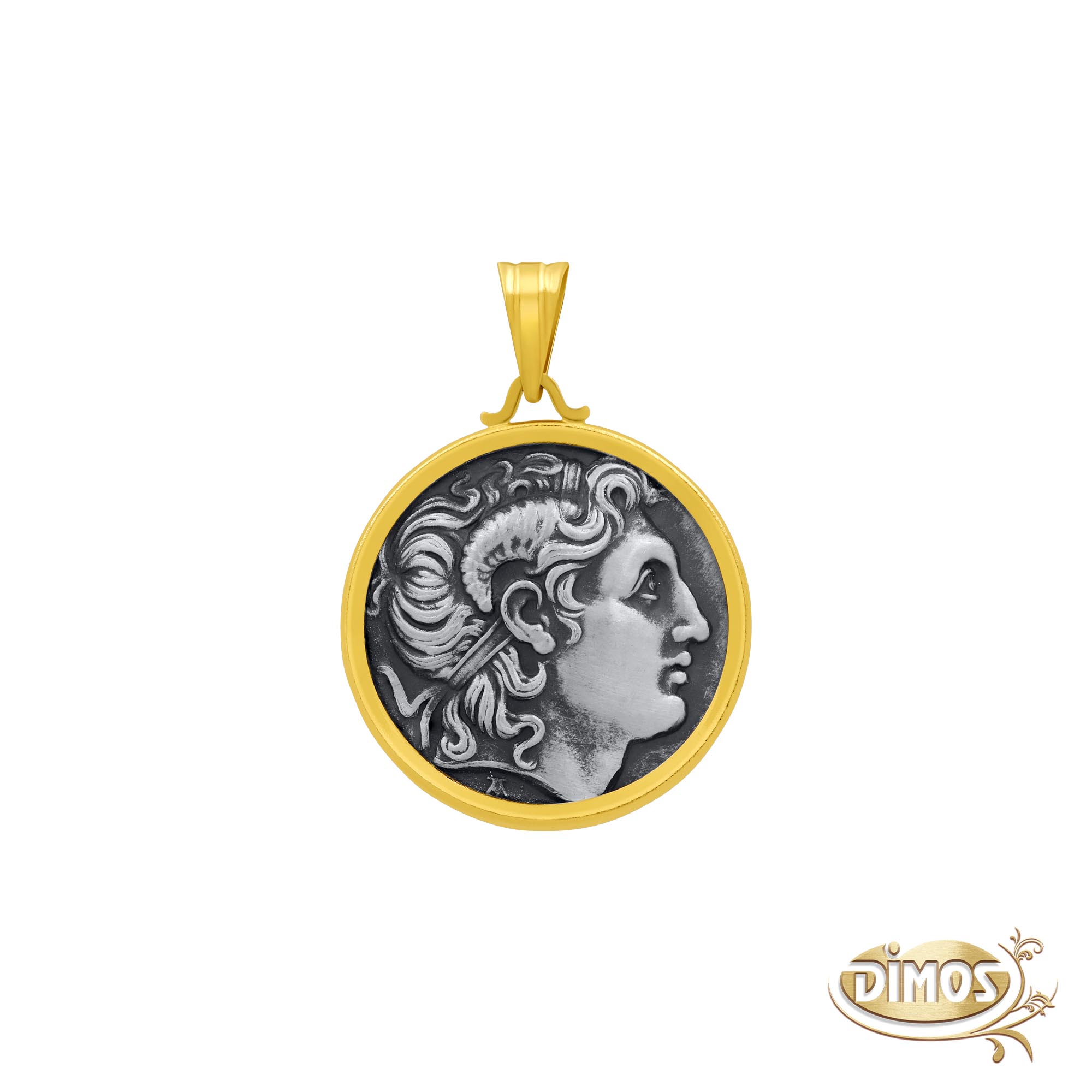 14k Gold & Silver Alexander the Great Pendant