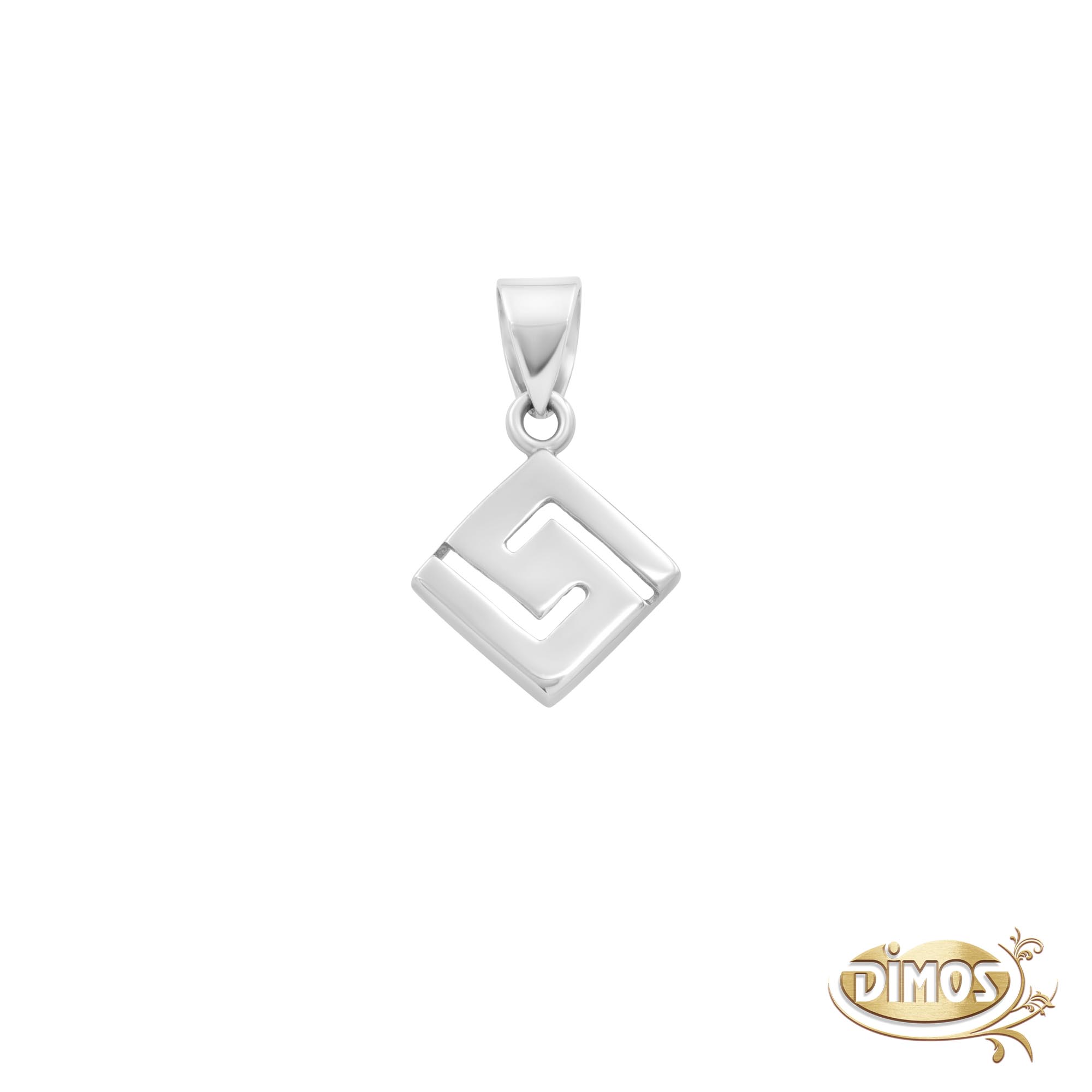 18k White Gold Meander Pendant