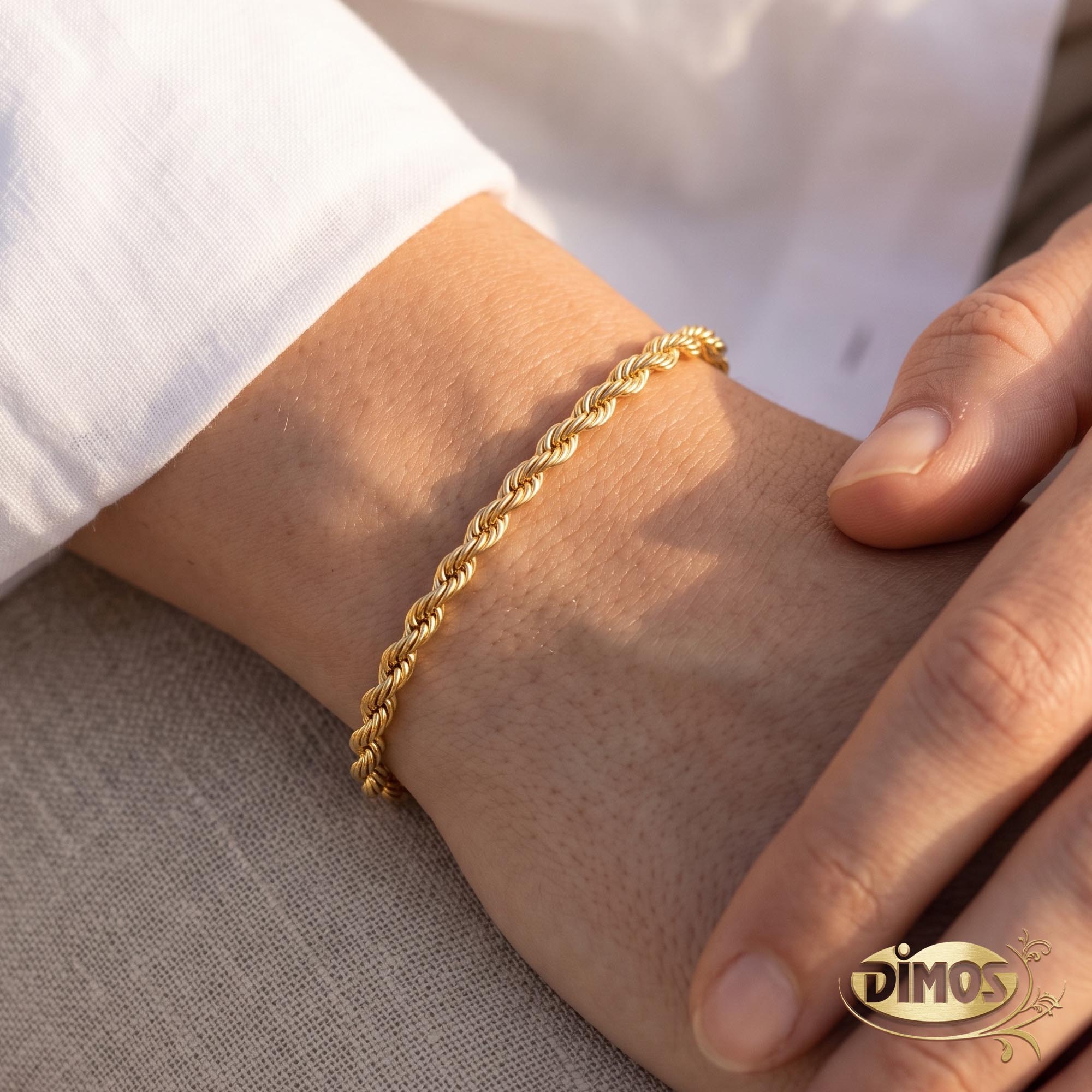 14k Gold Unisex Rope Chain Bracelet
