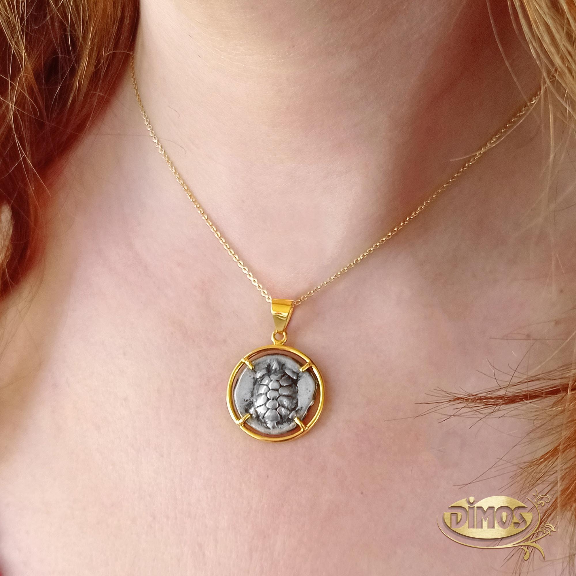 18k Gold and Silver Aegina Sea Turtle Coin Replica