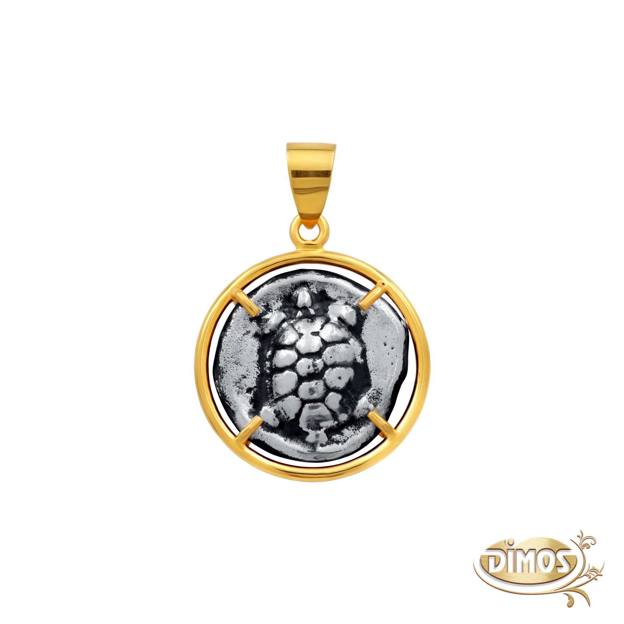 18k Gold and Silver Aegina Sea Turtle Coin Replica