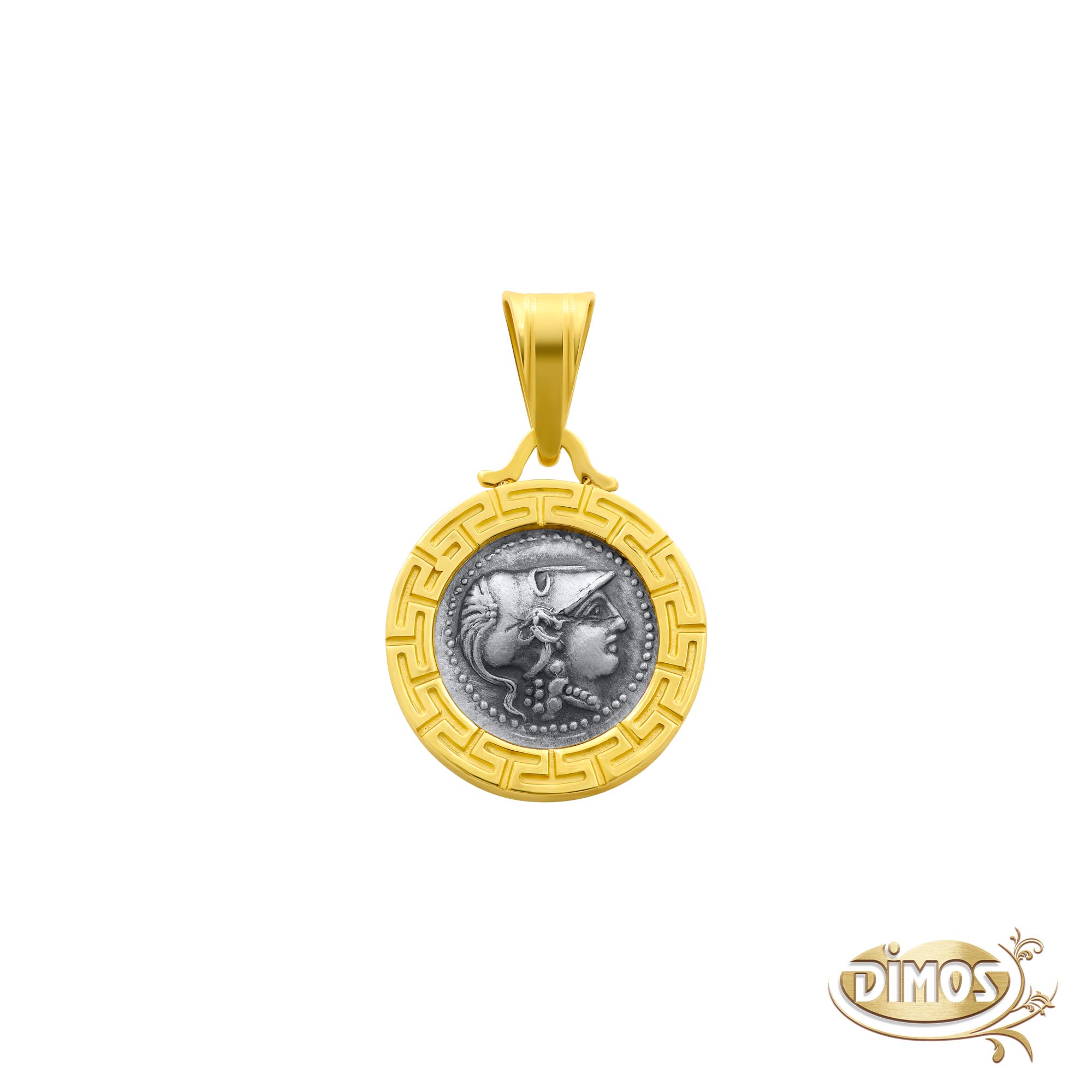 14k Gold & Silver Goddess Athena Coin Replica Pendant