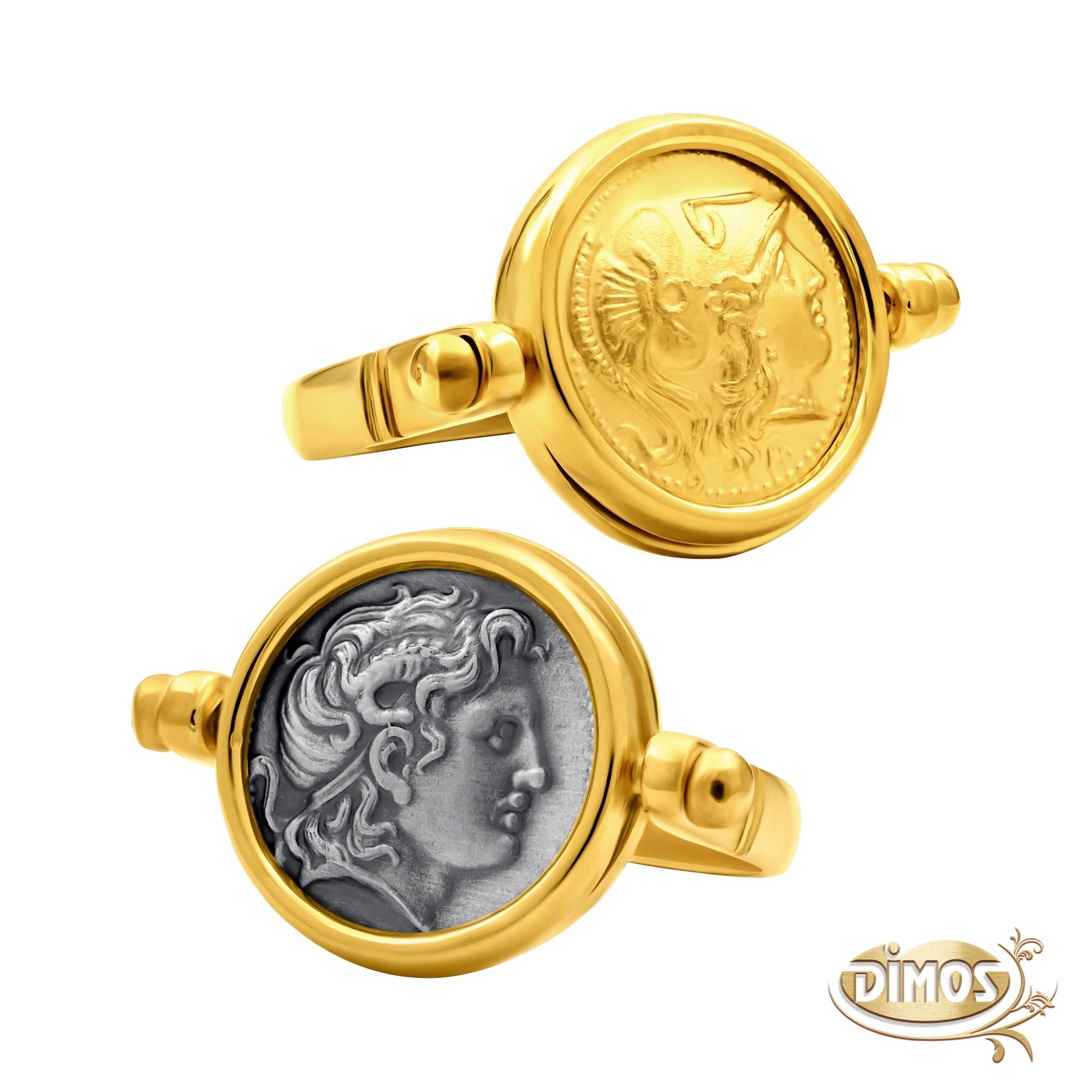 Goddess Athena and Alexander the Great Reversible Ring